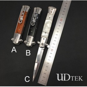New 440 stainless steel mirror Italy tactical spring assisted knife no logo camping knife UD19040 